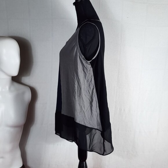 Lane Bryant Mixed Media Modal Poly Knit Woven Grey Navy White Ltwt Tank Sz 14/16 - Picture 8 of 16